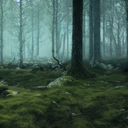 dense woodland landscape, English forest, Irish forest, scottish forest, perspective, folklore, King Arthur, Lord of the Rings, Game of Thrones. concept art, cinematic lighting, cinematic composition, rule of thirds , mysterious, eerie, cinematic lighting, ultra-detailed, 8k, octane render