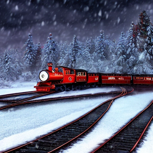 steam train driving through the snow, the polar express, scenic landscape, stunning environment, dusk, ultra detailed, octane render, ultra detail, intricate detail, volumetric lighting, vivid colours, photorealistic, photography, lifelike, high resolution, digital art, ultra wide angle lens, aerial view, elevated view, wallpaper --ar 3:2 --v 4