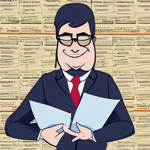 humanized clever rabbit lawyer with papers, Cartoon