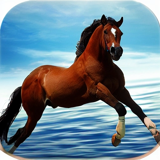 running horse sea
, 3D