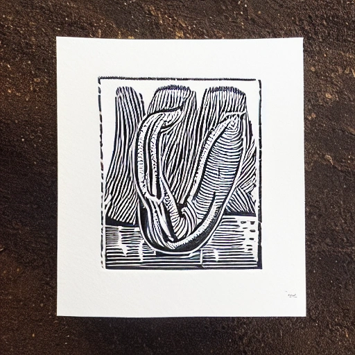 a linocut of sea of phallusia mammillata