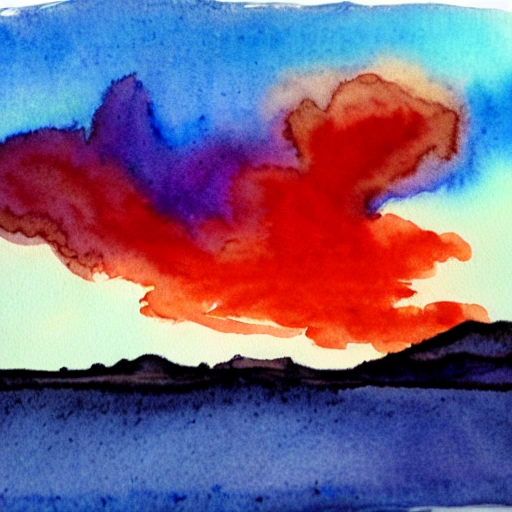 Red cloud, Water Color