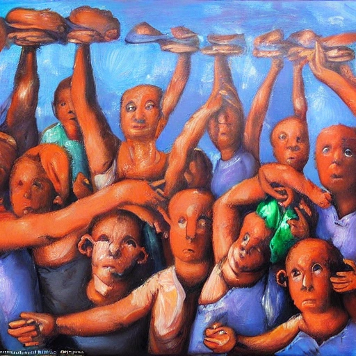 Solidarity, Charity, Economy, Innovation, Collective Investment, Individual Genius, Social Wage, Assistance, Aid, Entitled, no people, Oil Painting
