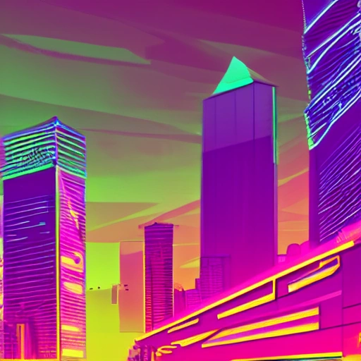 Synthwave, neon city, neon rectangle