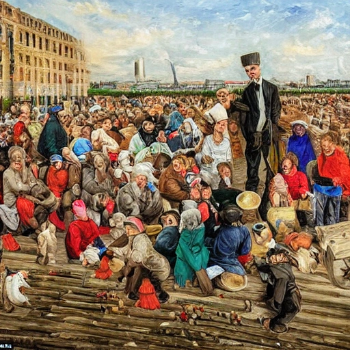 no people in the picture, Solidarity, Charity, Economy, Innovation, Collective Investment, Individual Genius, Social Wage, Assistance, Aid, Entitled, Oil Painting