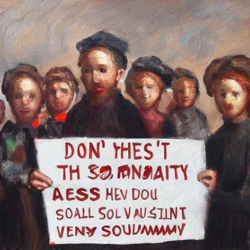 don't show people in the picture, Solidarity, Charity, Economy, Innovation, Collective Investment, Individual Genius, Social Wage, Assistance, Aid, Entitled, Oil Painting