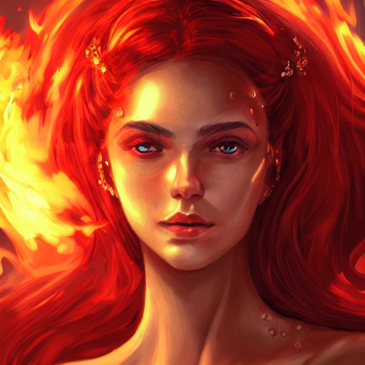 portrait of a beautiful woman surrounded by fire, portrait of beautiful young maiden, warhammer, some red water, the middle ages, highly detailed, artstation, illustration, sylvari portrait, 8 k quality, art by partick woodroof