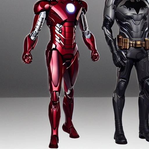 The sleek and technologically advanced suits of Batman and Iron Man reflect the unique personalities and heroism of the legendary superheroes., Cartoon