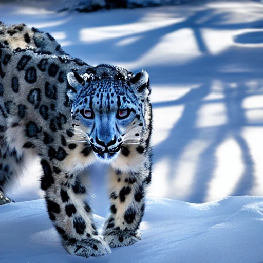 snow leopard made of ice, Dramatic, HD, Dynamic Lighting, Beautiful Lighting