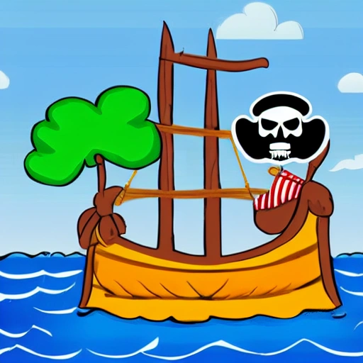 , Cartoon, pirate, smiling boat