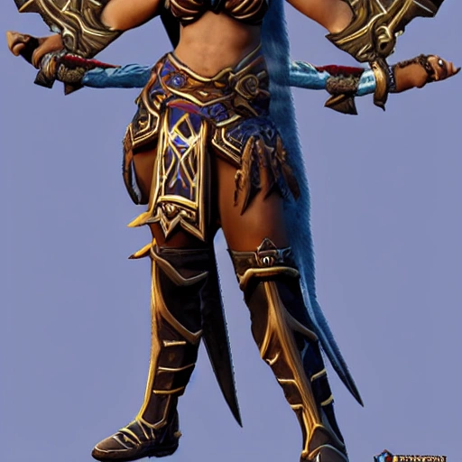 3D RPG full-body portrait of a Valkyrie who looks like Ronda Rousey, masterpiece, Ultra Detailed, Hyper-realistic, character concept art by World of Warcraft.