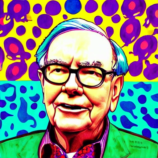 Warren Buffett, portrait painting by yayoi kusama
