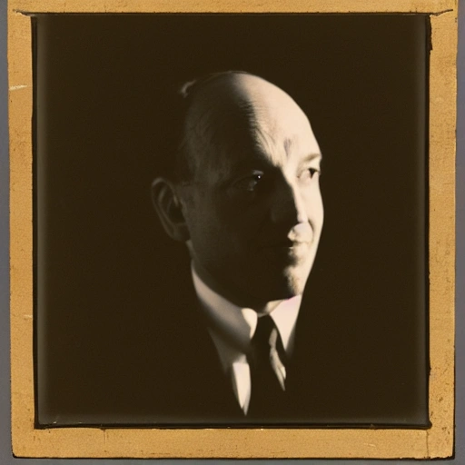 portrait of Benjamin Graham, light streaming on his face while he poses in the darkness, chiaroscuro, photography