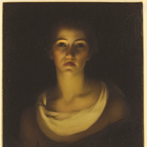 portrait of a woman, light streaming on her face while she poses in the darkness, chiaroscuro, photography