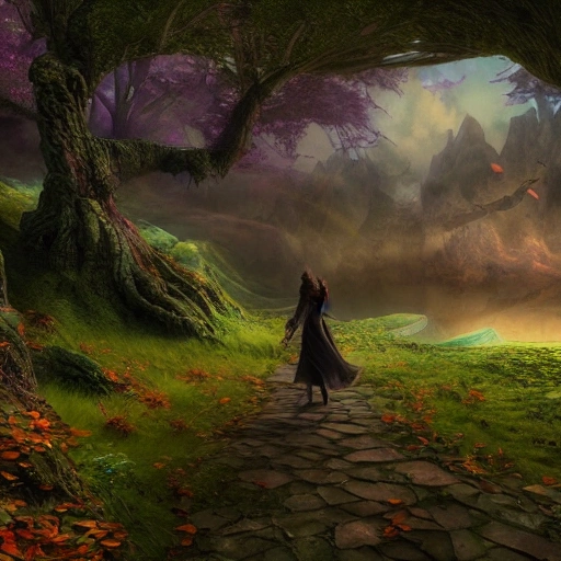 somebody dreaming walking in a fantasy art world, deep color, 8k ultra, 