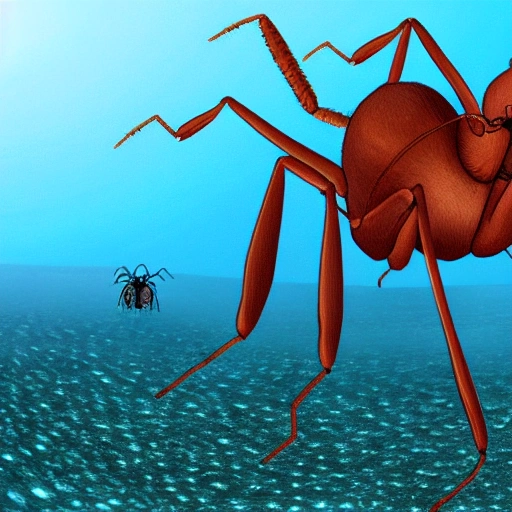 Giant ant walking at the ocean floor