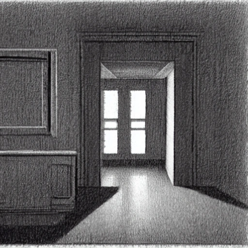 lone girl waiting inside a room, 7 0 s, stanley kubrick the shinning, american gothic, vibrant colors americana, cinematic, volumetric lighting, ultra wide angle view, realistic, detailed painting in the style of edward hopper and rene magritte , Pencil Sketch, Pencil Sketch, Pencil Sketch