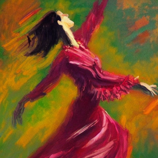 woman dancing oil paint impressionist style
