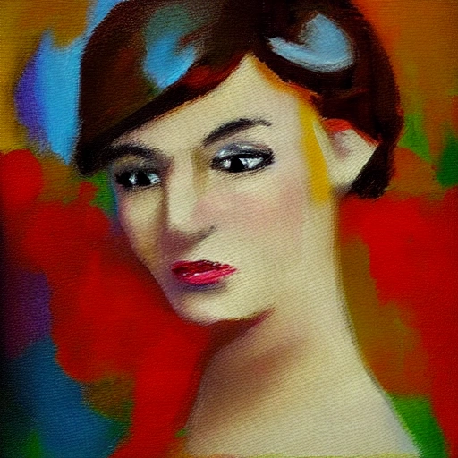 beauty woman oil paint impressionist style

