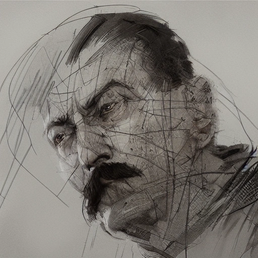 portrait of uncle Adolf, pen and ink, intricate line drawings, by craig mullins, ruan jia, kentaro miura, greg rutkowski, loundraw