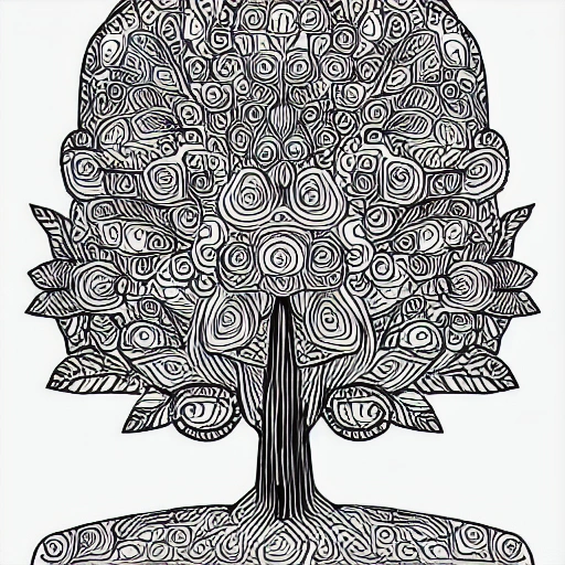 Coloring book, tree, high quality