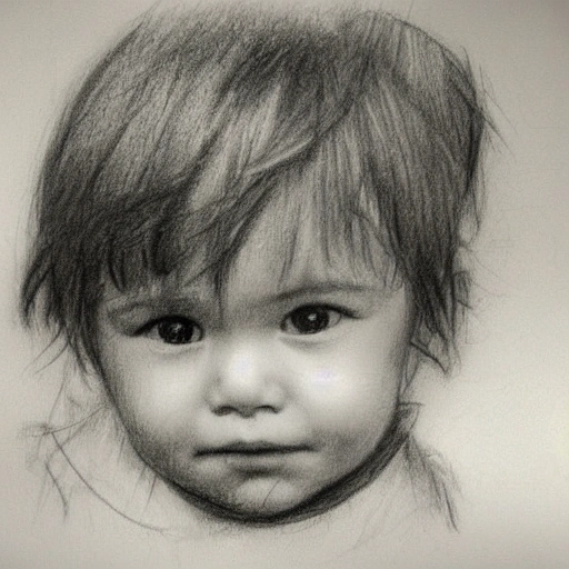Pencil Sketch, face, child