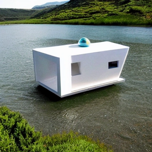 floating house on piece of earth