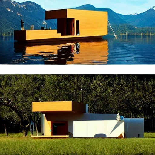 floating house on piece of earth