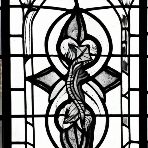 tatoo, art gothic marie, stained glass, black and white, Holy