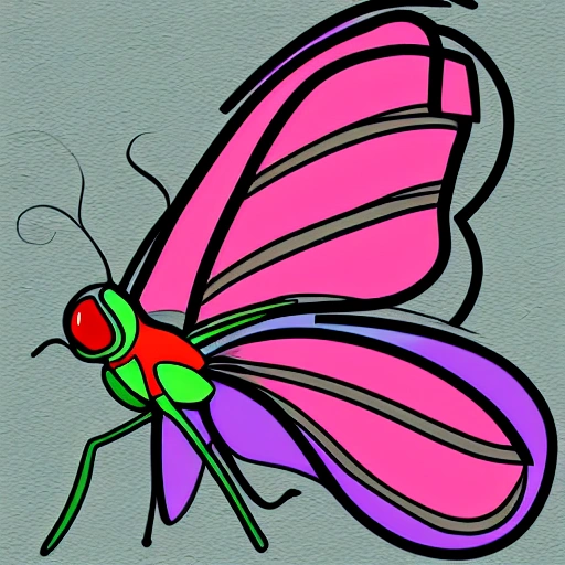 mariposa de color rosado, Cartoon