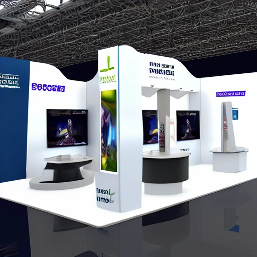 Futuristic Exhibition Stand with Large Screen display and inspired by Eagle



