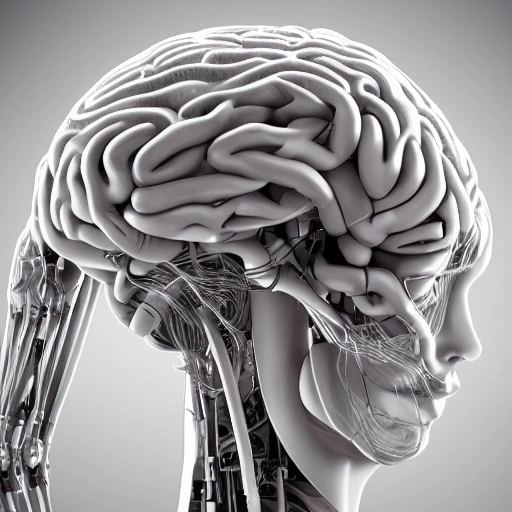 complex 3d render ultra detailed of a beautiful porcelain human brain, cyborg, man, robotic parts, 150 mm, beautiful studio soft light, rim light, vibrant details, luxurious cyberpunk, lace, hyperrealistic, cable electric wires, microchip, elegant, beautiful background, octane render, H. R. Giger style, 8k