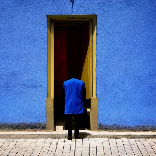 one person in the shadows on blue background, journalism, whistle-blower,  informer, informant, 2D, reputable, secret, anonymous, against light