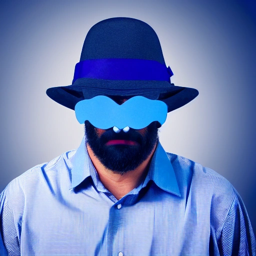 one person in the shadows on blue background, semiprofile, journalism, whistle-blower,  informer, informant, 2D, reputable, secret, anonymous, against light