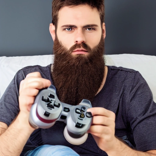 Pretty Guy whit beard playing videogames
, Cartoon