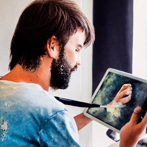 Guy whit small beard playing videogames
, Water Color