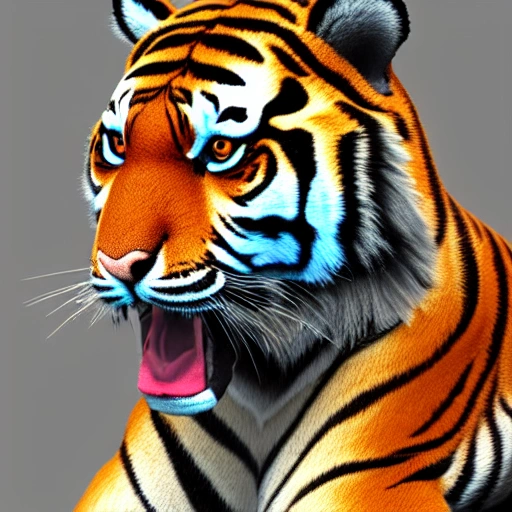 complex 3d render ultra-detailed of tiger, 8k