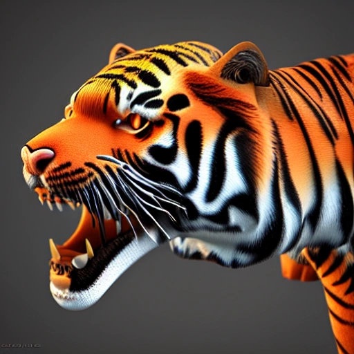 complex 3d render ultra-detailed tiger, Science Fiction, 8k