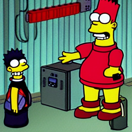 Homer Simpson in the style of a cyberpunk 