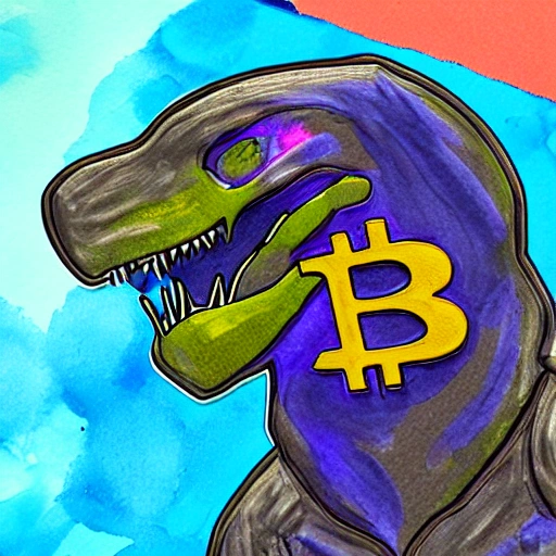 a raptor who loves bitcoin, 3D, Water Color