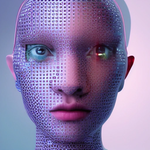 artificial intelligence, half human, half android, Trippy