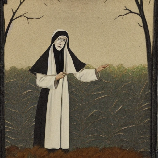 ghost of a dominican nun, becamoing parcicles of ash,
