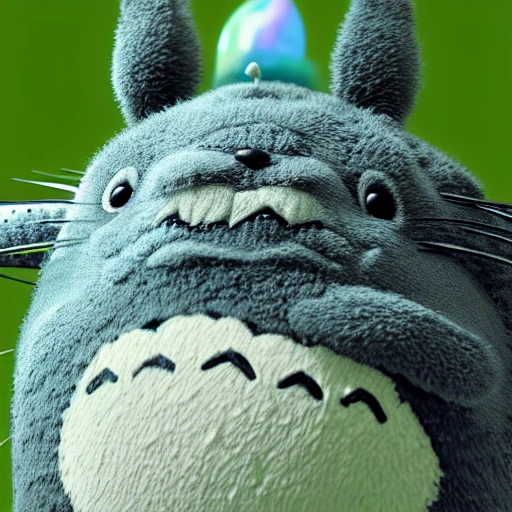 A digital realistic image of Totoro, 3D, 4K, HQ.