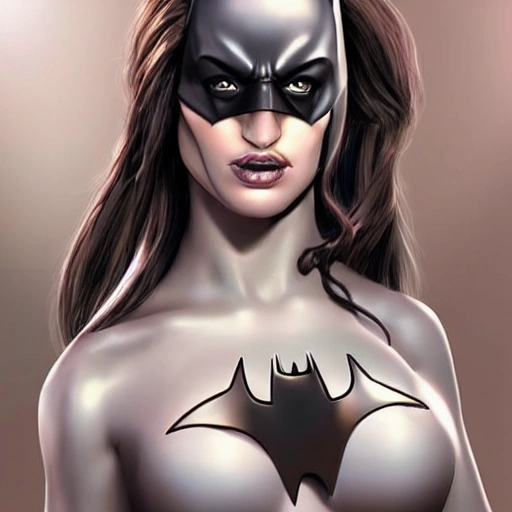 beautiful realistic female version of batman. Full body.