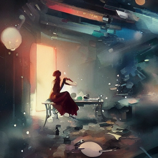 Award-winning, 4K digital painting in the style of watercolor. woman at space, masterfully capturing the chaos and drama of the scene. Beautiful lighting and cinematic composition make this piece a true masterpiece, trending on artstation
