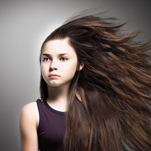 HDR,girl,sport,4K digital,very long hair,facing viewer