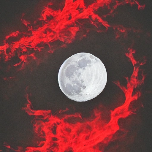 moon in the sky red and black fire 