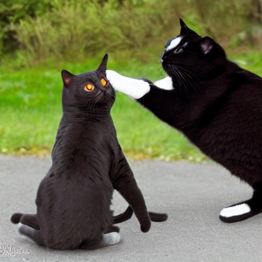 Tuxedo fat cat fighting with slim orange cat