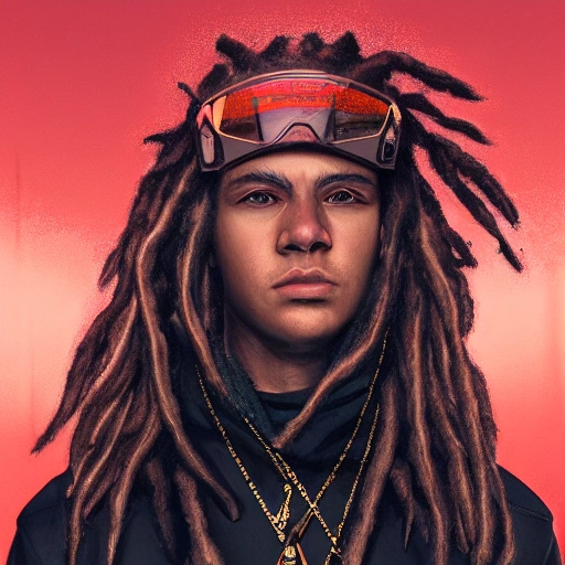 mdjrny-v4 style, portrait close up, red ski-mask, young man, dreadlocks, gold jewelry, (((gangster ))), octane environment, urban landscape, ultra realistic, octane lighting, concept art, dreamy, elegant, ((intricate)), ((highly detailed)), (((depth of field))), (((professionally color graded))), 8k, art by artgerm and greg rutkowski and alphonse mucha
