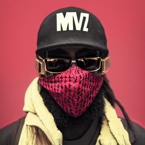 mdjrny-v4 style, hip hop album, portrait close up, red ski-mask, young man, dreadlocks, gold jewelry, (((gangster ))), octane environment, urban landscape, ultra realistic, octane lighting, concept art, dreamy, elegant, ((intricate)), ((highly detailed)), (((depth of field))), (((professionally color graded))), 8k, art by artgerm and greg rutkowski and alphonse mucha